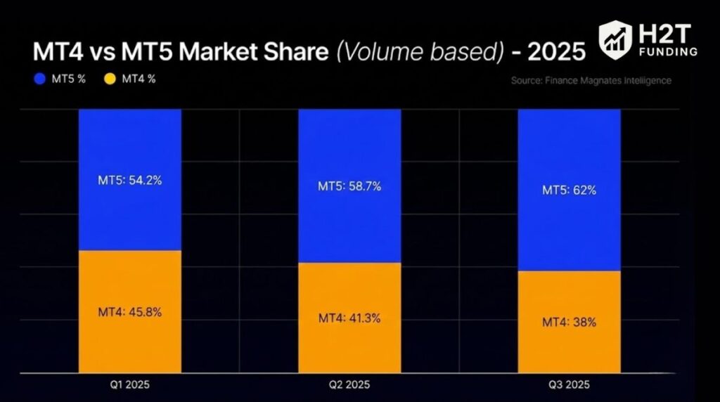 MT5 surpassed MT4 in total trading volume